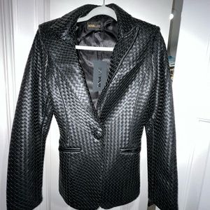 Faux Leather Basket Weave Blazer - Fashion Nova